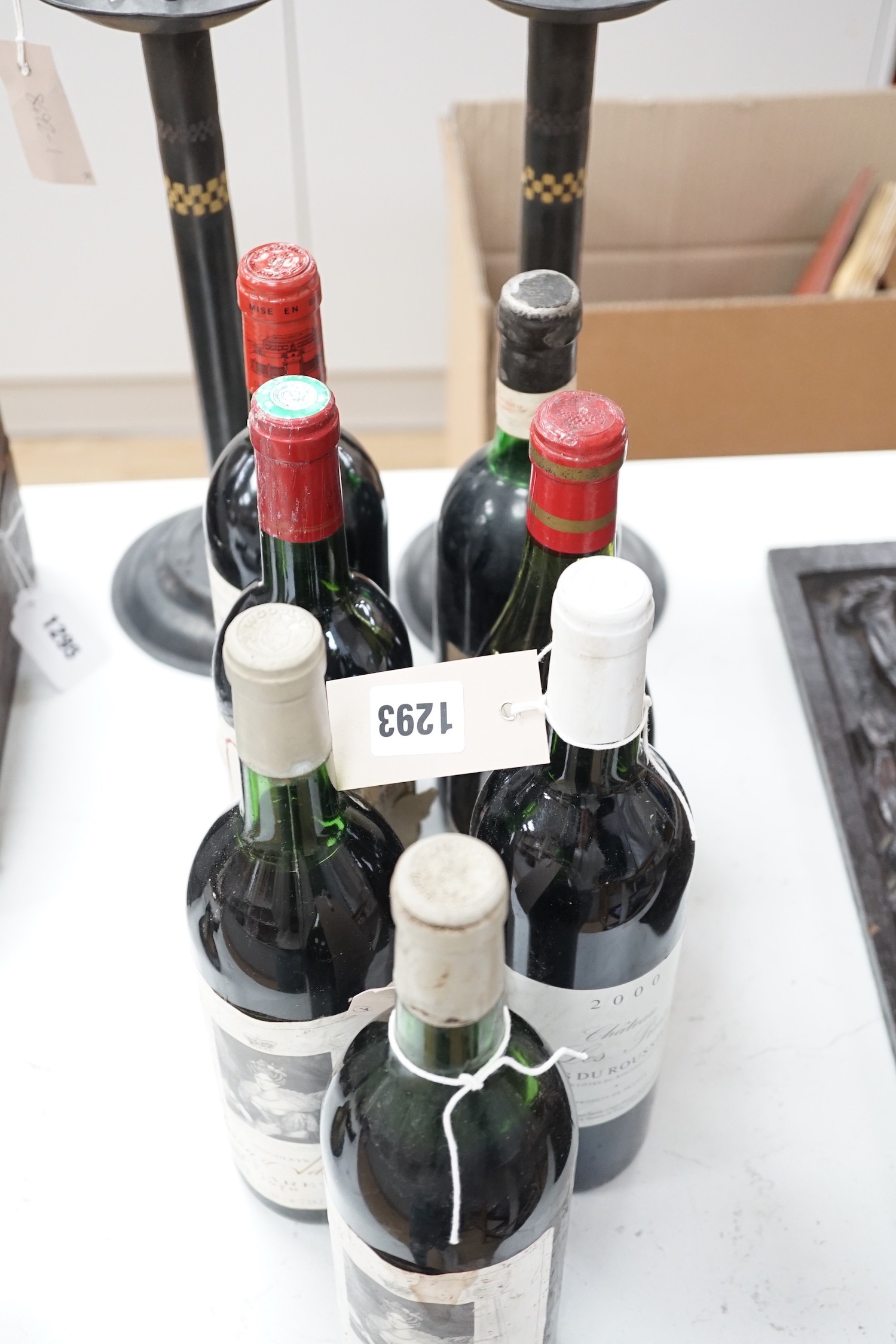 Seven various bottles of claret and others